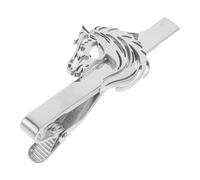 Silberne Herren Krawattenklammer mit Pferdekopf aus Edelstahl | Elektroplattierte Oberfläche, Glänzendes Metall mit Gebürstetem Finish, Klassischer Stil für Anzug und Krawatte