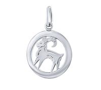 Silberner Sternzeichenanhänger Steinbock - rund