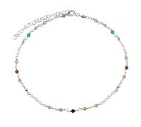 Silbernes Fußkettchen Arika mit Mix aus echten Steinen