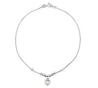 Silbernes Fußkettchen Jasmine mit Herz und Kugeln 25 cm