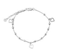 Silbernes Fußkettchen Vanessa mit Herzen und Kugeln 25 + 2 cm
