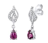 Silberohrringe Brandi mit echtem Granat und klaren Brilliance Zirconia