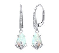 Silberohrringe CLARISSA mit synthetischem weißem Opal