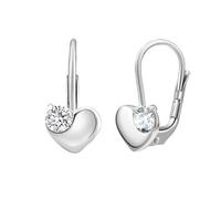 Silberohrringe Herz mit klaren Swarovski-Zirconia