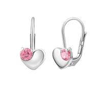Silberohrringe Herz mit rosafarbenen Swarovski-Zirconia