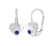 Silberohrringe Herz mit Swarovski® Created Stones blauem Stein