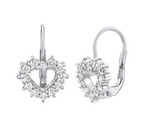 Silberohrringe Herz mit Swarovski-Zirconia