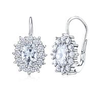 Silberohrringe Kate mit klaren Zirkonen der ovalen Form