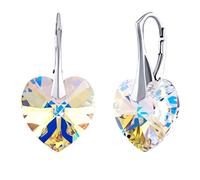 Silberohrringe mit Swarovski® Crystals HERZ 14mm AB