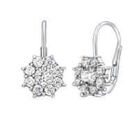 Silberohrringe Vergissmeinnicht mit klaren Swarovski® Zirconia