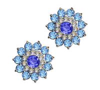 Silberohrstecker Blüte Sonne Blume Blau Weiß Hellblau Echt Sterling Silber 925 Zirkonia Kristalle Strass Sterlingsilber 925er Blüten Blumen flower blue sun blossom gut weiss klar