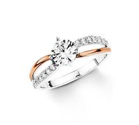 Amor Ring 925 Sterling Silber Damen Ringe, mit Zirkonia synth., Bicolor, Kommt in Schmuck Geschenk Box,