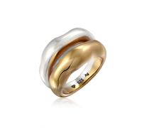 Silberring ELLI PREMIUM "Ring Bandring Bicolor Organic Look 925 Sterling Silber vergoldet" Gr. 58, bunt (zweifarbig), Fingerringe, Damen, 58, Silber 925 (Sterlingsilber), Silberring (57043605-58) zwei