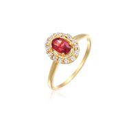 Silberring ELLI PREMIUM "Ring Granat Topas Klassik 585 Gelbgold" Gr. 56, gold, Fingerringe, Damen, 56, Gelbgold 585, Silberring (60208650-56) gold