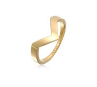 Silberring ELLI PREMIUM "Ring V-Form Basic 925 Silber" Gr. 60, gold, Fingerringe, Damen, 60, Silber 925 (Sterlingsilber), Silberring (88537315-60) gold