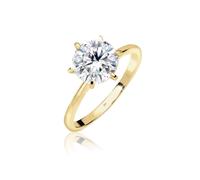 Silberring ELLI PREMIUM "Ring Verlobungsring Zirkonia Weiß 375 Gelbgold" Gr. 54, weiß, Fingerringe, Damen, 54, Gelbgold 375, Silberring (11610431-54) weiß