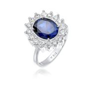 Silberring ELLI "Ring Cocktailring Zirkonia Synthetischer Saphir Blau 925 Sterling Silber" Gr. 52, blau, Fingerringe, Damen, 52, Silber 925 (Sterlingsilber), Silberring (53571422-52) blau