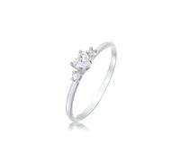 Silberring ELLI "Ring Herz Zirkonia Liebe Verlobung 925 Silber" Gr. 52, weiß, Fingerringe, Damen, 52, Silber 925 (Sterlingsilber), Silberring (68961805-52) weiß