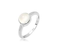 Silberring ELLI "Ring Solitär Edelstein Mondstein Pastell 925 Silber" Gr. 62, weiß, Fingerringe, Damen, 62, Silber 925 (Sterlingsilber), Silberring (79526121-62) weiß