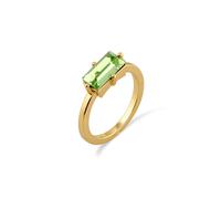 Silberring ELLI "Ring Solitär Glas Kristalle Grün Goldfarben" Gr. 58, gold, Fingerringe, Damen, 58, Messing, Silberring (37802457-58) gold