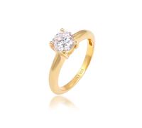 Silberring ELLI "Ring Solitär Klassisch Zirkonia Verlobung 925 Silber" Gr. 56, gold, Fingerringe, Damen, 56, Silber 925 (Sterlingsilber), Silberring (32129552-56) gold