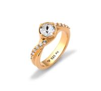 Silberring ELLI "Ring Solitär Verlobungsring Glas Kristalle Weiß 925 Sterling Silber" Gr. 54, gold, Fingerringe, Damen, 54, Silber 925 (Sterlingsilber), Silberring (40108366-54) gold