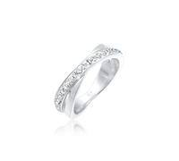 Silberring ELLI "Ring Wickelring Zart 925 Silber, mit Kristallen von Swarovski" Gr. 58, weiß, Fingerringe, Damen, 58, Silber 925 (Sterlingsilber), Silberring (24013326-58) weiß