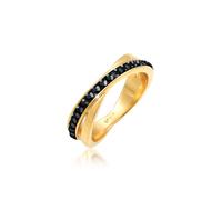 Silberring ELLI "Ring Wickelring Zart 925 Silber, mit Kristallen von Swarovski" Gr. 62, schwarz, Fingerringe, Damen, 62, Silber 925 (Sterlingsilber), Silberring (58214521-62) schwarz