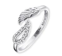 Silberring ENGELSRUFER "Doppel-Flügel", silber (silberfarben, kristallweiß), Fingerringe, Damen, 1,55 g, Silber 925 (Sterlingsilber), 6mm, Silberring, mit Zirkonia (synth.) (73104064-0) silberfarben, 