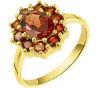 Silberring FIRETTI "Schmuck Geschenk Silber 925 Fingerring Damenring Entourage Blume" Gr. 58, bunt (gelbgoldfarben, dunkelrot), Fingerringe, Damen, 58, Silber 925 (Sterlingsilber), 2mm, Silberring, mi