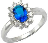 Silberring FIRETTI "Schmuck Geschenk Silber 925 Fingerring Damenring Entourage" Gr. 62, blau (silberfarben, blau, kristallweiß), Fingerringe, Damen, 62, Silber 925 (Sterlingsilber), 2,2mm, Silberring,