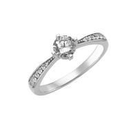 Silberring FIRETTI "Schmuck Geschenk Silber 925 Vorsteckring Verlobungsring Solitär-Optik" Gr. 18, silberfarben, kristallweiß, Fingerringe, Damen, 18, Silber 925 (Sterlingsilber), 2,7mm, Silberring, m