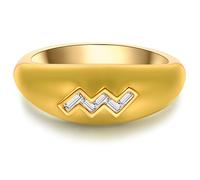 Silberring GLANZSTÜCKE MÜNCHEN "AV294" Gr. 58, gold (gelbgold), Fingerringe, Damen, 58, Silber 925 (Sterlingsilber), 7,9mm, Silberring, mit Zirkonia (61423503-58) gelbgold