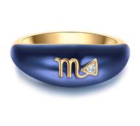 Silberring GLANZSTÜCKE MÜNCHEN "AV310" Gr. 52, blau (gelbgold), Fingerringe, Damen, 52, Silber 925 (Sterlingsilber), 7,9mm, Silberring, mit Zirkonia (82183903-52) gelbgold