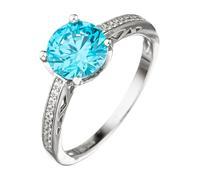 Silberring JOBO "Ring blau türkis" Gr. 60, türkis, Fingerringe, Damen, 60, Silber 925 (Sterlingsilber), Silberring, 925 Silber mit 21 Zirkonia (76926641-60) türkis
