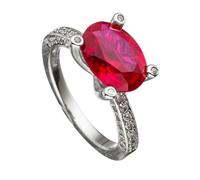 Silberring JOBO "Ring mit Zirkonia rot weiß" Gr. 52, silber (silber 925), Fingerringe, Damen, 52, Silber 925 (Sterlingsilber), Silberring, 925 Silber (79606857-52) silber 925