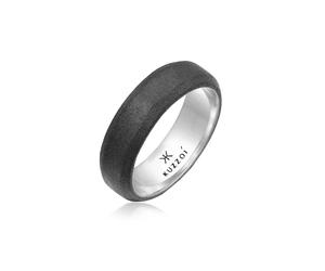Silberring KUZZOI "Herren Bandring Basic 925 Silber" Gr. 54, schwarz, Fingerringe, Herren, 54mm, ohne Stein, Silber 925 (Sterlingsilber), 6,7mm, Silberring (84229230-54) schwarz