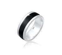 Silberring KUZZOI "Herren Bandring Emaille Casual 925 Silber" Gr. 60, silber, Fingerringe, Herren, 60mm, ohne Stein, Silber 925 (Sterlingsilber), 8mm, Silberring (15180711-60) silber