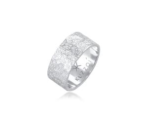 Silberring KUZZOI "Herren Bandring Organic Struktur 925 Silber" Gr. 64, silber, Fingerringe, Herren, 64mm, ohne Stein, Silber 925 (Sterlingsilber), 9mm, Silberring (66040636-64) silber