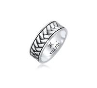 Silberring KUZZOI "Herren Bandring Used Vintage Retro 925 Silber" Gr. 56, schwarz, Fingerringe, Herren, 56mm, ohne Stein, Silber 925 (Sterlingsilber), Silberring (65409042-56) schwarz