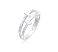KUZZOÍ Ring Herren Kreuz Double 925 Silber, silber Silber