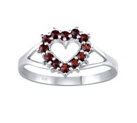Silberring mit echtem Granat Herz ringgröße 62