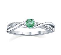 Silberring mit echtem grünem Smaragd und Brilliance Zirconia ringgröße 53