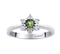 Silberring mit echtem Moldavit Leana aus Silber 925 mit Brilliance Zirconia ringgröße 52