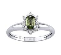 Silberring mit echtem Moldavit Lina aus Silber 925 mit Brilliance Zirconia ringgröße 54