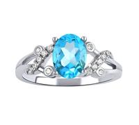 Silberring mit echtem Topas ringgröße 58