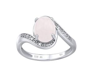 Silberring mit natürlichem Rosenquarz ringgröße 63