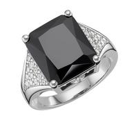 Silberring "mit weißem oder schwarzem Zirkonia, Silber 925" Gr. 56, schwarz, GIORGIO MARTELLO MILANO, Fingerringe, Damen, 56, Silber 925 (Sterlingsilber), Silberring (88890632-56) schwarz