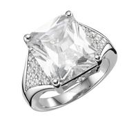Silberring "mit weißem oder schwarzem Zirkonia, Silber 925" Gr. 56, weiß, GIORGIO MARTELLO MILANO, Fingerringe, Damen, 56, Silber 925 (Sterlingsilber), Silberring (40301502-56) weiß