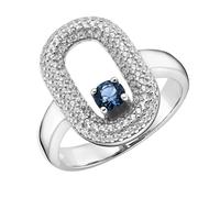 Silberring "mit Zirkonia und Kristallstein, Silber 925" Gr. 56, blau, GIORGIO MARTELLO MILANO, Fingerringe, Damen, 56, Silber 925 (Sterlingsilber), Silberring (71457541-56) blau